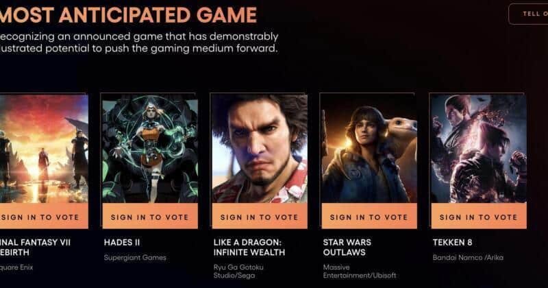 2023 The Game Awards The Most Anticipated Nominate: Like A Dragon ...